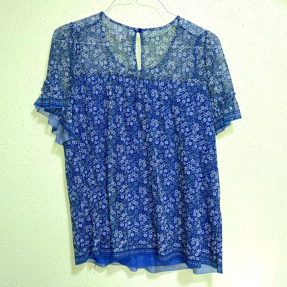 Woman’s short sleeve blue blouse Max Studio 1x - Picture 2 of 6